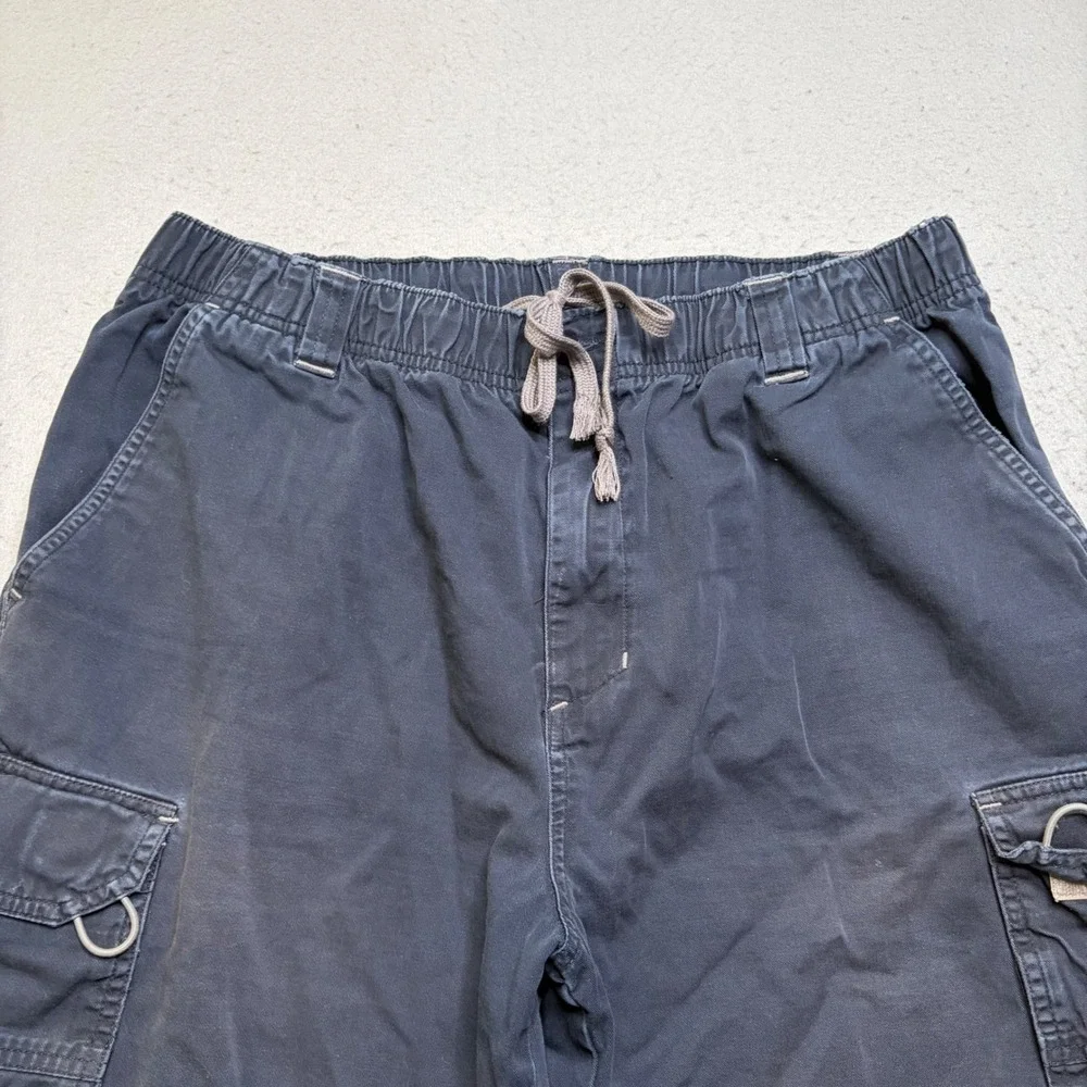 OP Sport Cargo Shorts Mens 34 Blue Y2K Faded Elastic Waist Utility Pockets